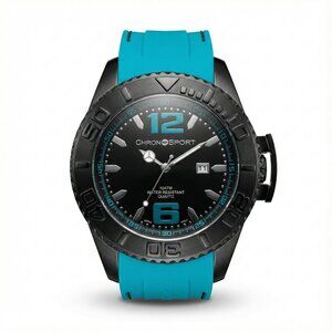 UNISEX Teal & Black Chronosport Watch  - 10 ATM - NEW